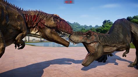 jurassic world evolution tyrannosaurus rex  giganotosaurus