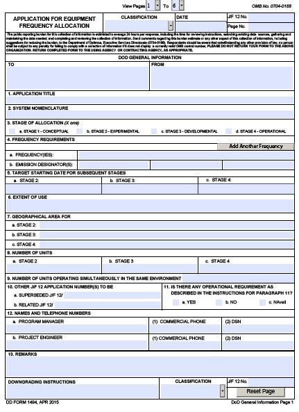 Download Fillable Dd Form 1494