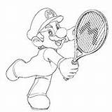 Tennis Coloring Mario Super Pages Coloriage Coloriages Kids sketch template