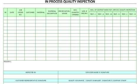 inspection sheet template  template