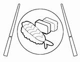 Sushi Coloring Plate Coloringcrew Food sketch template