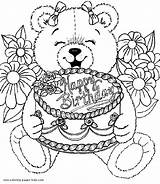 Coloring Birthday Pages Happy Kids Printable Sister Color Adults Holiday Adult Cards Bear Colouring Sheets Print Drawing Season Mandala Mom sketch template