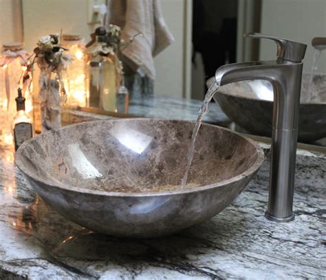 stone vessel sink caspers kitchen  bath store french creek designs buy cabinets