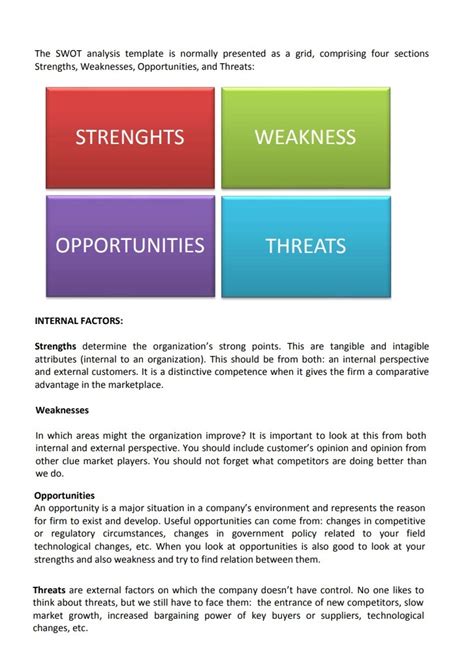 swot analysis template  word templates