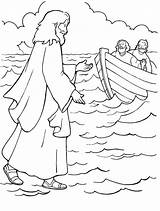 Jesus Coloring Water Walks Miracles Walking Pages Kids Peter Colouring Sheet Color Bible Sheets Sunday Walk School Clipart Netart People sketch template