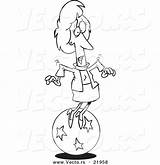 Ball Outlined Businesswoman Toonaday sketch template