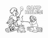 Camp Summer Coloring Pages Getcolorings Rules sketch template