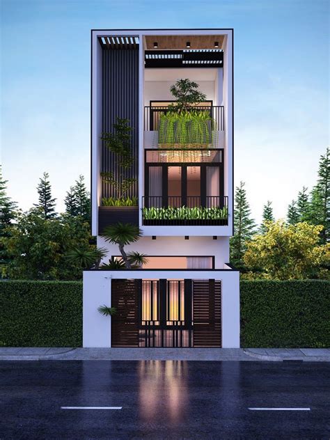 narrow lot houses  transform  skinny exterior   special house front design