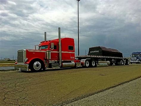 peterbilt  flat bed trailer custom big rigs custom trucks show