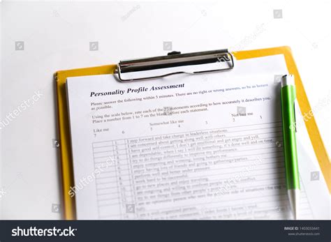 personality test assessment form part job stock photo