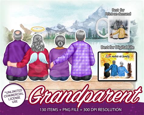 Grandpa And Grandma Clipart Elderly Couple Clip Art Oldman Etsy