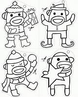 Coloring Monkey Sock Pages Christmas Kids Print Wordpress sketch template