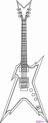 Guitar Drawing Electric Sketch Line Outline Easy Drawings Acoustic Draw Paintingvalley Collection sketch template