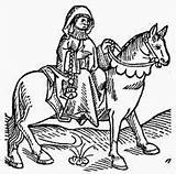 Prioress Pilgrim Woodcut Ladies Ride Aside Labeled Saddle Side Paternosters Characters sketch template