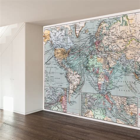 vintage world map wall mural decal    walls  love
