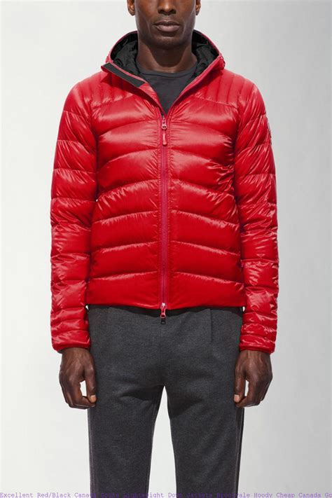Excellent Red Black Canada Goose Lightweight Down Jackets