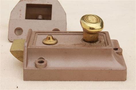 mid century vintage door dead lock  keys surface mounting deadbolt hardware