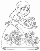 Coloring Princess Flowers Pages sketch template