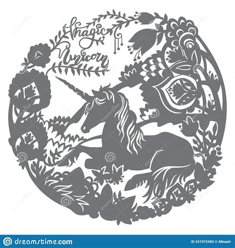 papercut  cricut unicorn template vector illustration