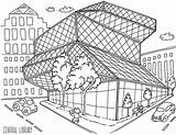 Coloring Seattle Book Colorful Illustration Central Library sketch template