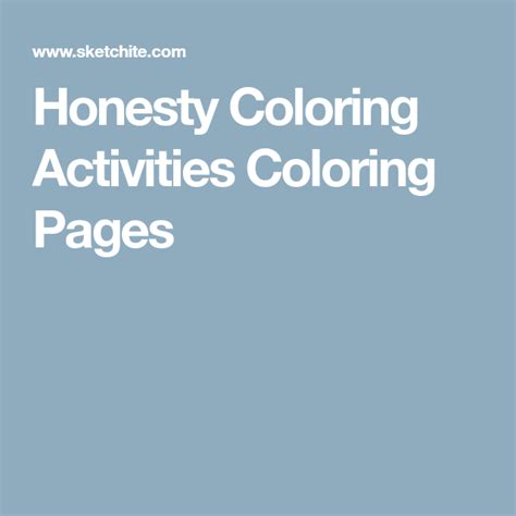 honesty coloring activities coloring pages color activities