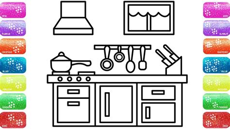 kitchen coloring page  kids  glitters coloring book  kids