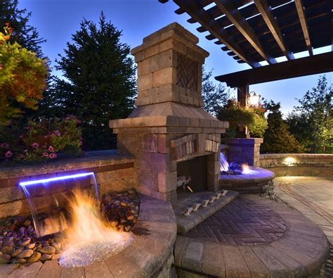 Outdoor Fireplace With Water Feature Backyard Water Feature Outdoor