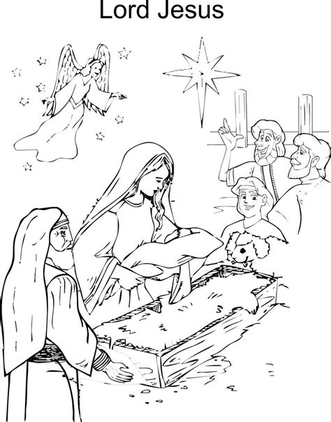 jesus birth coloring printable page  kids