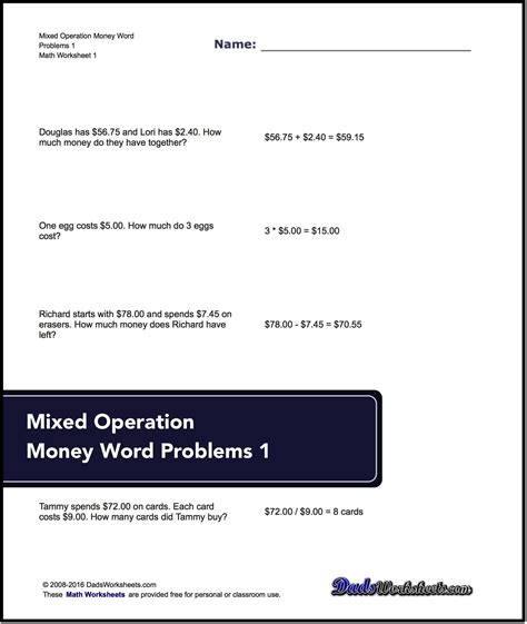 money word problems mixed operation money word problems money word