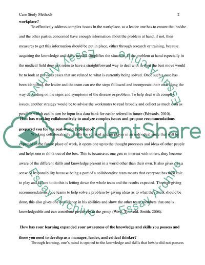 reflection paper case study methods research  topics