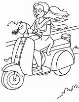 Coloring Vespa Scooter Pages Girl Riding sketch template