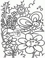 Coloring Spring Pages Printable Kindergarten Kids Seasons Nice Popular sketch template