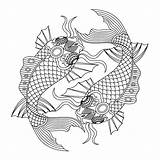 Koi Zentangle Lineal Fisch Estilo Linear 2039 sketch template