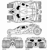Batmobile Tumbler Nolan Blueprints Modeling Christopher Drawingdatabase Arkham Delorean Gotham sketch template