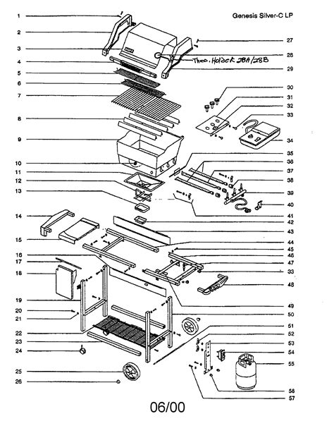 gas grill diagram parts list  model genesissilverc weber parts grill smoker parts