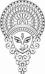 Durga Drawing Vector Goddess Drawings Mandala Ornamental Painting Navratri Bengali Hindu Maa Calligraphic Doodle God Easy Stock Indian Tattoo Clipart sketch template