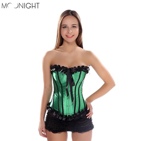 moonight sexy green overbust corset lace waist corset women bustier