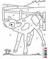 Color Number Coloring Pages Farm Numbers Kids Easy Printable Printables Nummer Op Calf Baby Sheets Activity Calves Kleur Boerderij Colouring sketch template