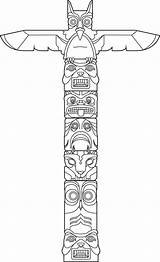 Totem Pole Drawing Poles Native American Vector Totems Drawings Kids Easy Crafts Owl Symbols Indian Tiki Eagle Craft Animal Printable sketch template