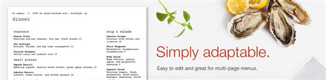 simple menu templates  designs musthavemenus