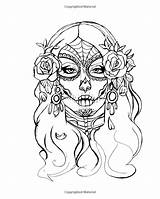 Coloring Pages Gothic Dead Adults Books Skull Steampunk Amazon Adult Girl Book sketch template