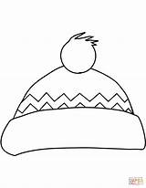 Hat Coloring Winter Bobble Pages Printable Drawing sketch template