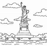 Coloring Pages Liberty Statue Drawing Monument Constitution Outline Cycle Rock Printable United Color States Book School House Revolution Industrial History sketch template