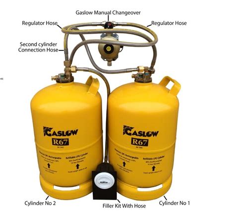 gaslow kg twin cylinder system refillable lpg bottles    european adaptors