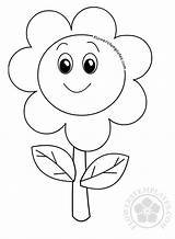 Coloring Face Flower Pages Happy Smiley Flowers Kids Templates sketch template