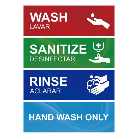 buy wash rinse sanitize sink labels hand wash  sign  pack