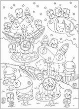 Coloring Pages Sheets Creative Haven Publications Dover Books Book Printable Kids Adult Curious Creatures Doverpublications Colouring Robot Doodle Robots Print sketch template