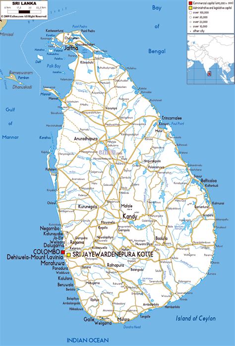 large road map  sri lanka  cities  airports sri lanka asia mapsland maps