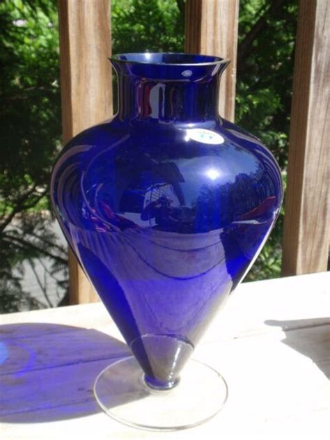 Wanda Blue Glass Cobalt Vase Portugal 10 Inches Ebay