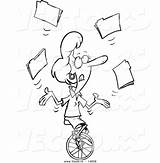 Folders Juggling Unicycle Businesswoman Toonaday sketch template